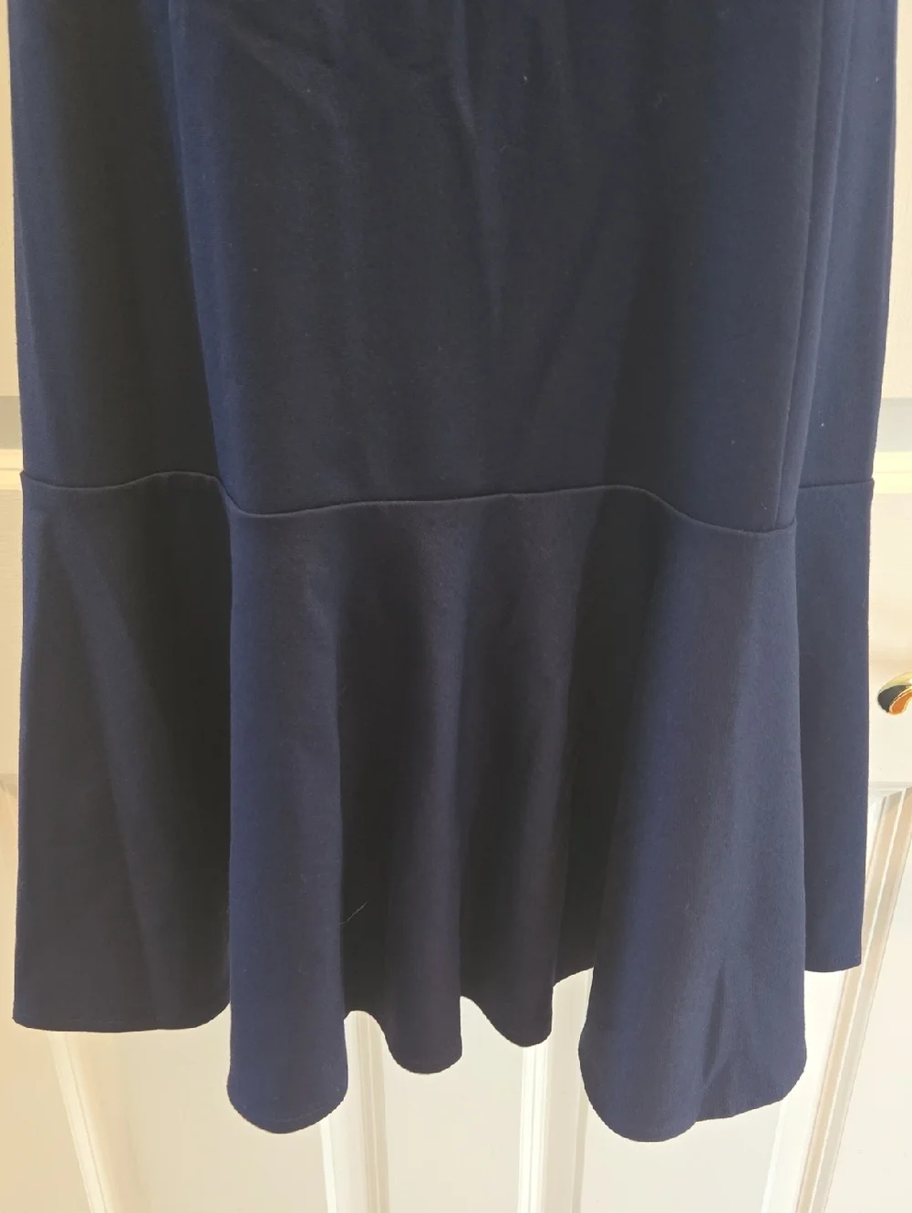 NWT Amanda Uprichard L Navy Blue Flowy Midi Dress   Spaghetti Strap Flare Hem - Picture 6 of 9